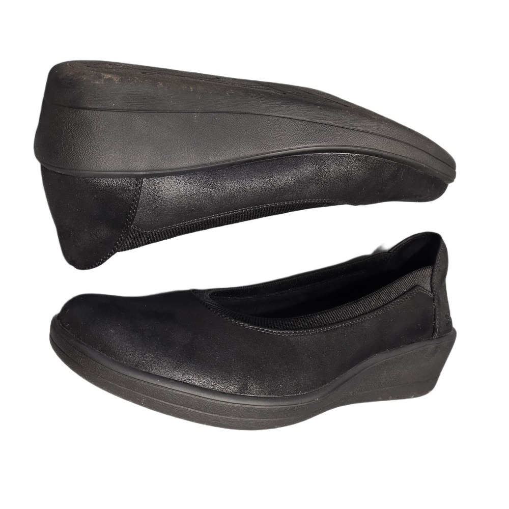 Skechers Newport Wedge Casual Shoes Womens US 8.5 Black Relaxed Fit Air-Cooled